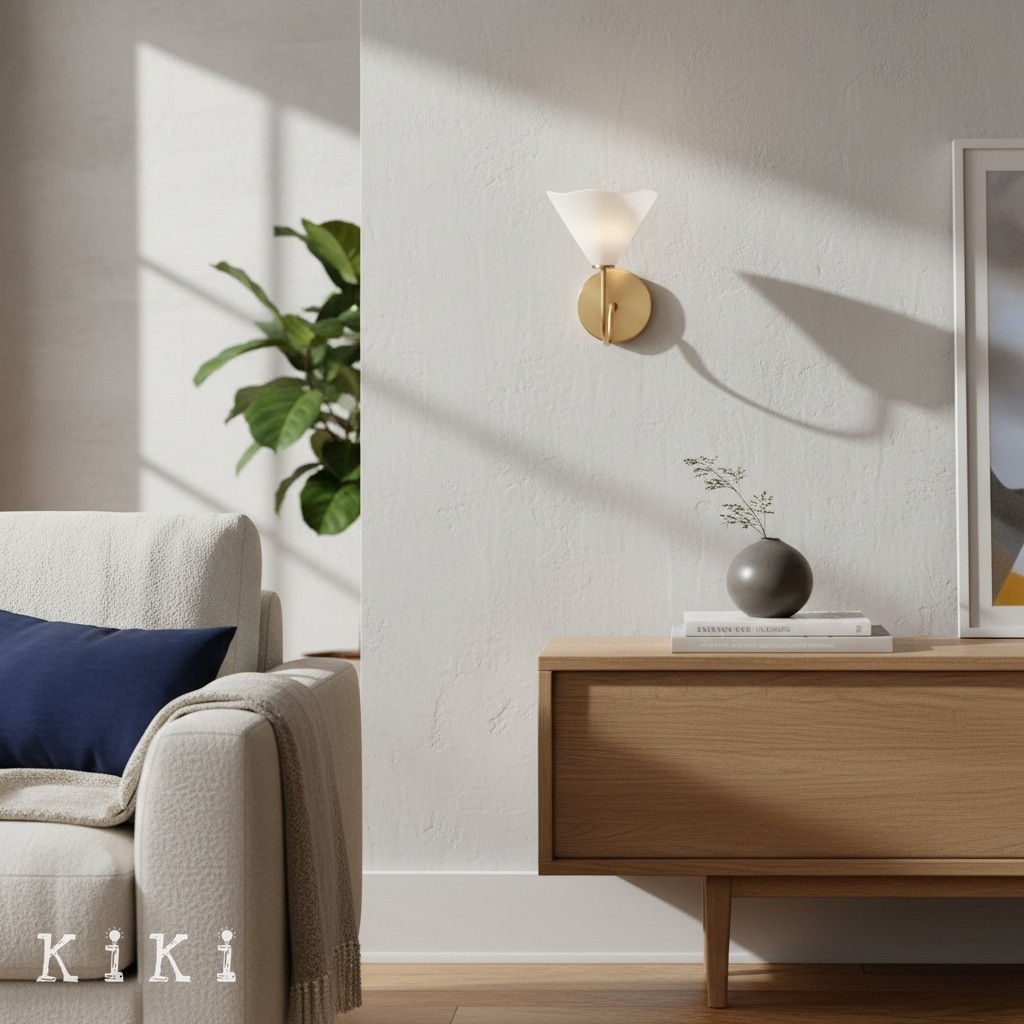 Kysara Brass Fabric Wall Light - Minimalist Flora Sconce for Bedrooms K1644