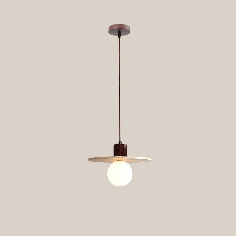 Traditional Japanese Travertine Wood Pendant Lamp K723