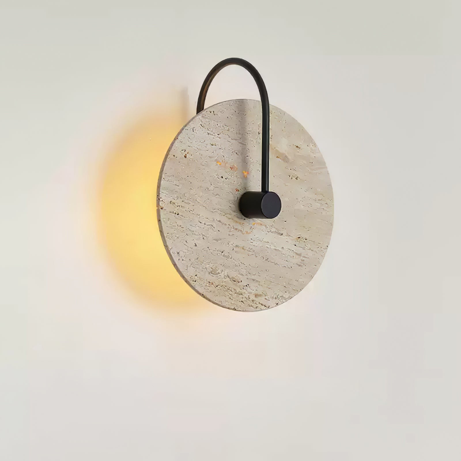 Simple Clock-Shaped Travertine Wall Lamp K652