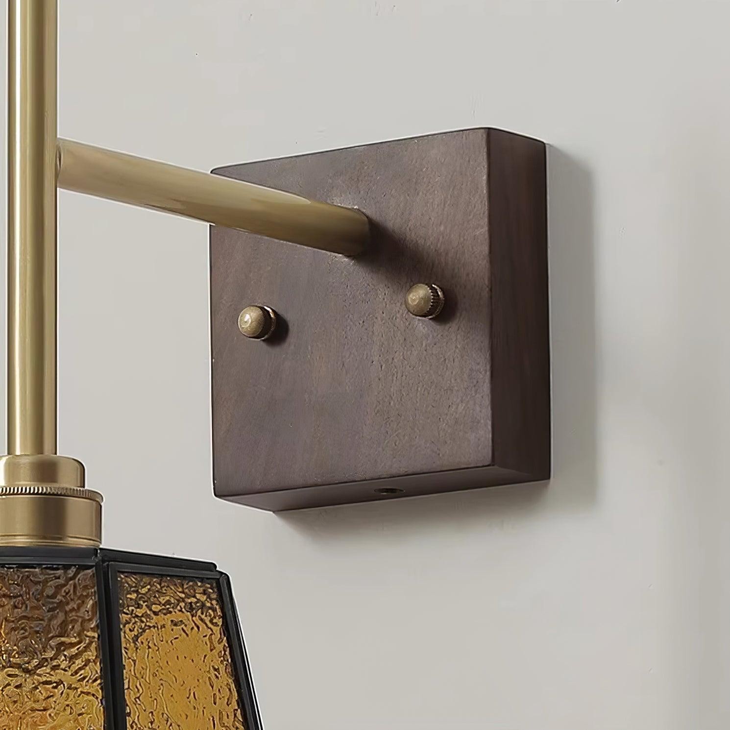 Vintage Brass Walnut Wall Lamp K754