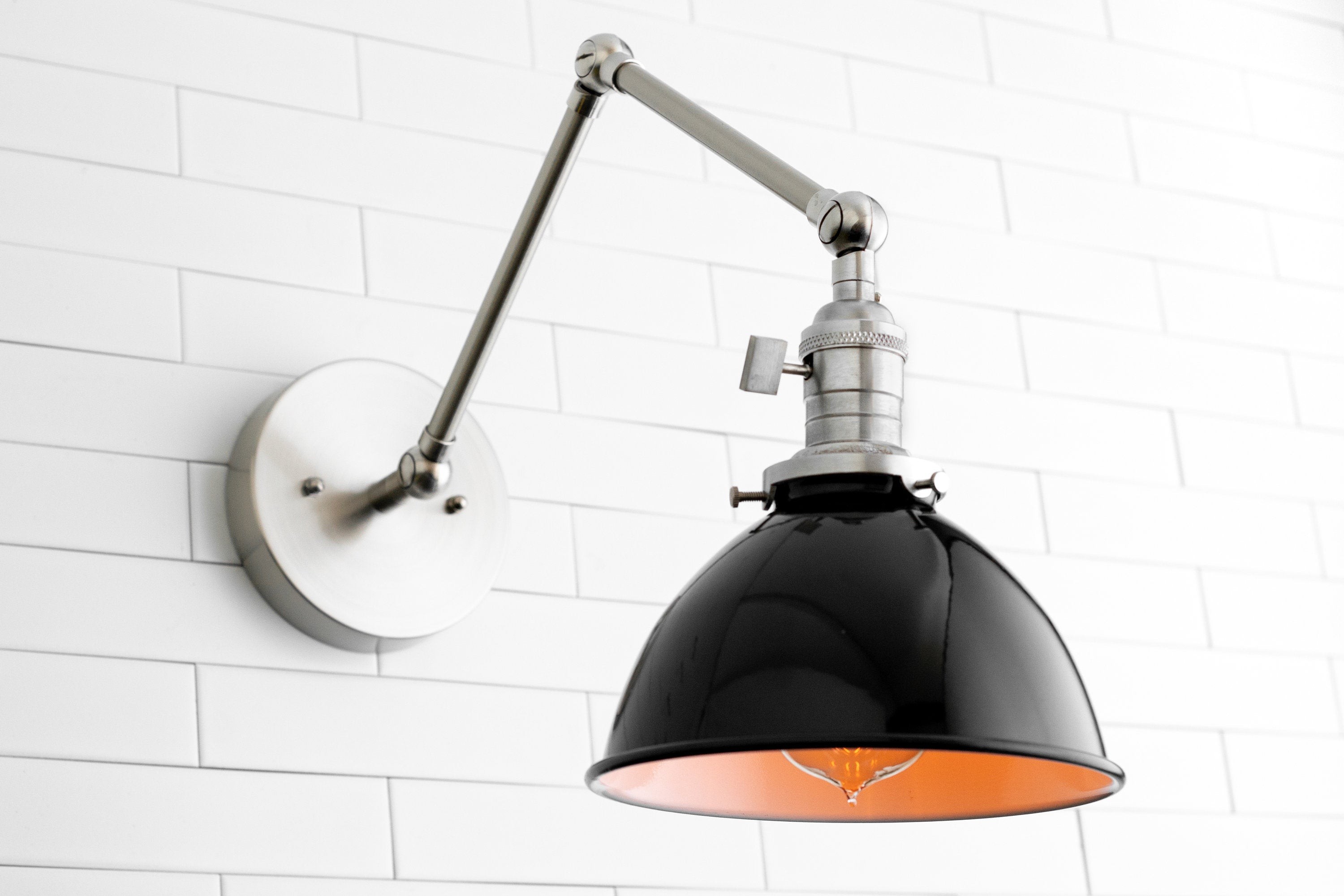 Conique Metal Vintage Industrial Swing Arm Wall Lamp - Adjustable Dome Shade for Study K1467