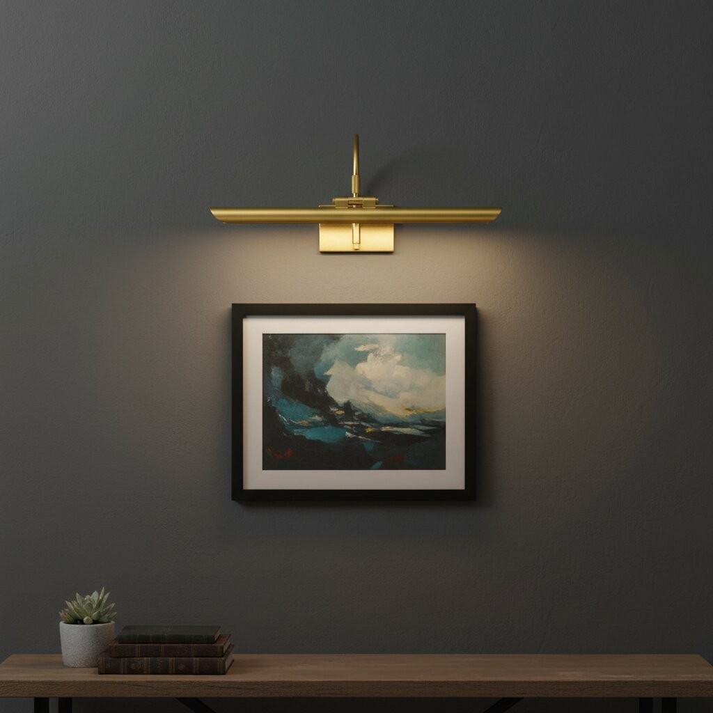 Aurix Picture Light - Slim Shade Artwork Illumination Metal Finish Wall Fixture for Gallery K2185