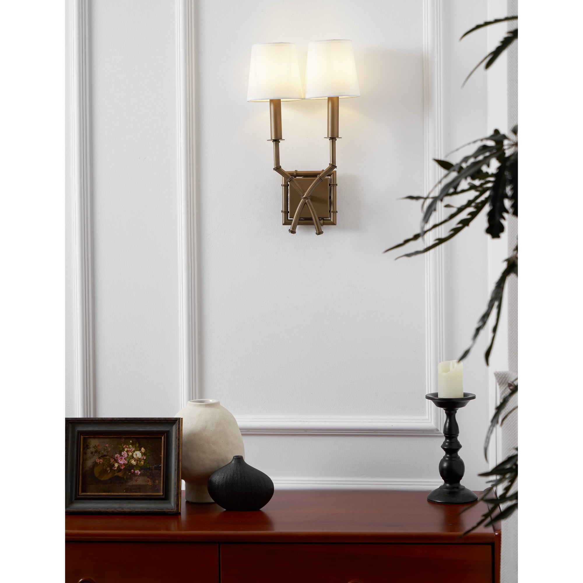 Double Arm Bamboo Sconce D586