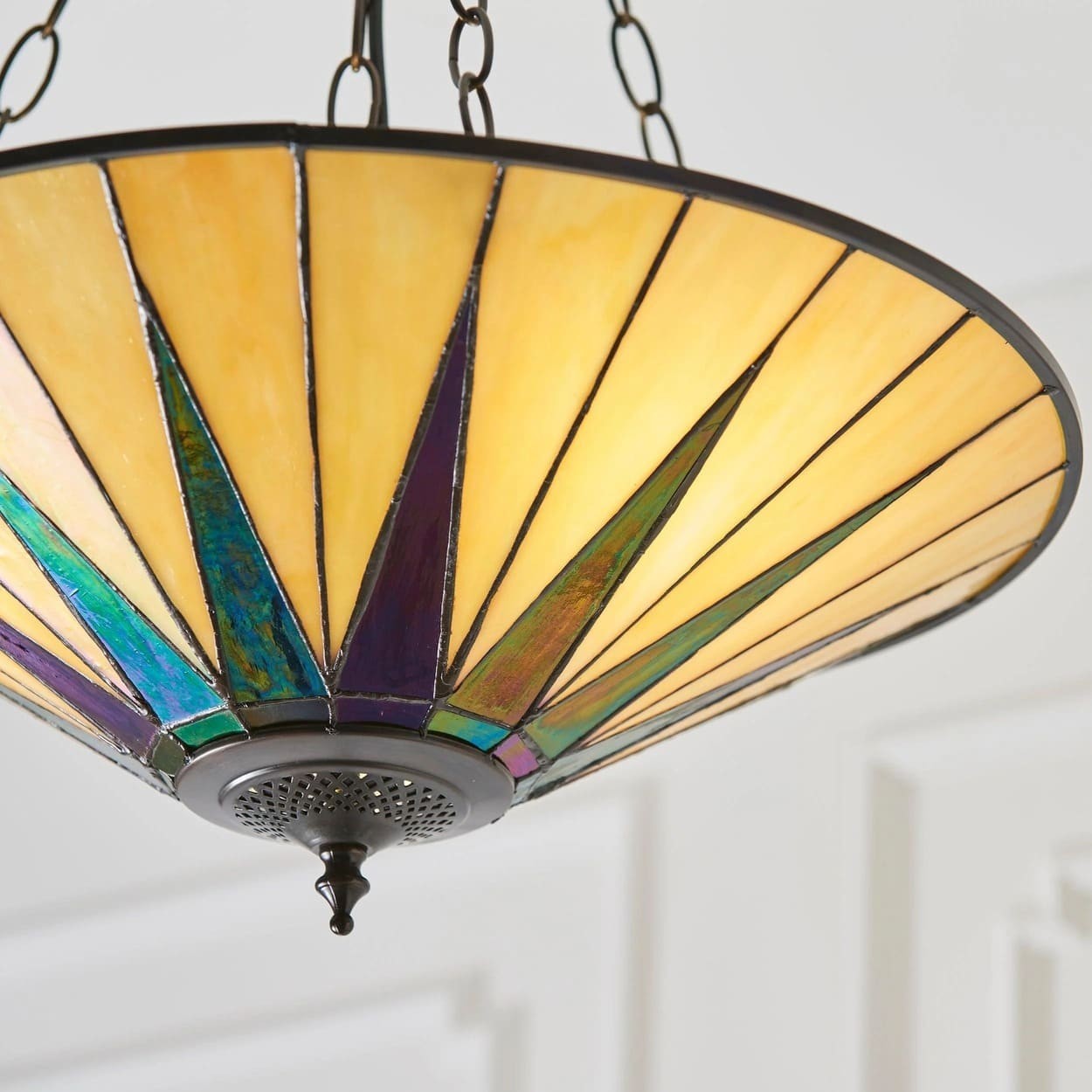 TF Dark Classic Stained Glass Flush Mount Ceiling Lamp for Living Room and Dining Room K2005