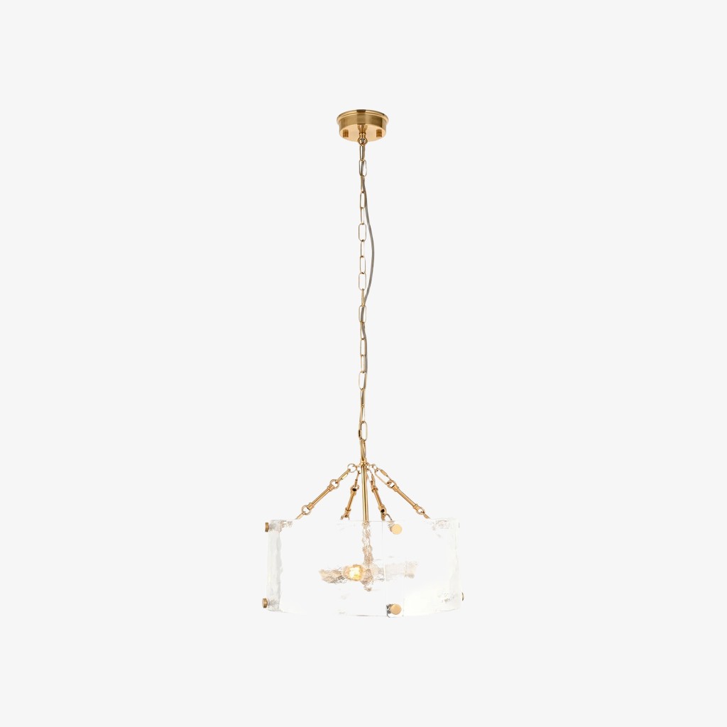 Panellux Decorative Pendant - Handcrafted Curved Glass Panels Brushed Brass Finish for Foyer K1926