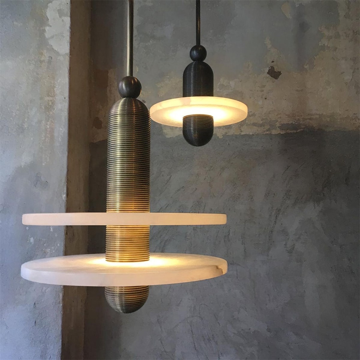 Elegant Disc Alabaster Pendant Light K211