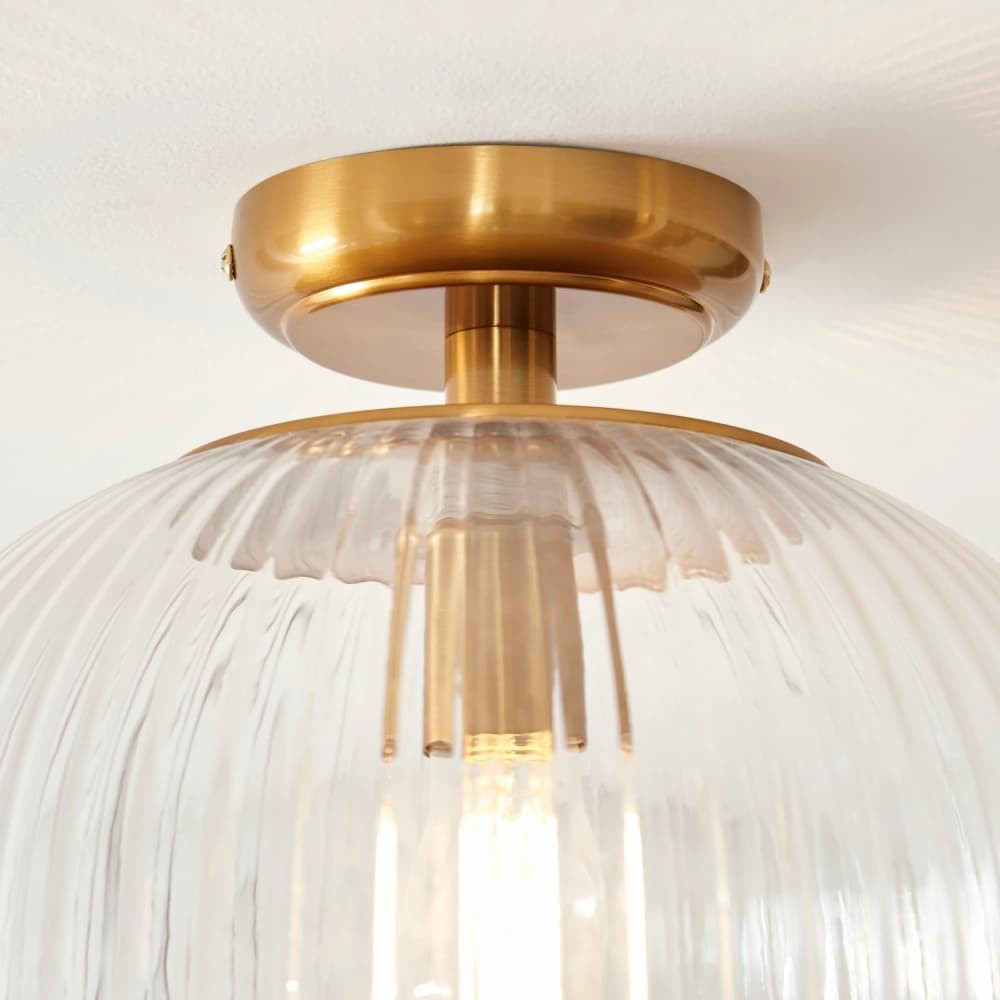 Luntra Ribbed Glass Uplighter Flush - Elegant Ceiling Light for Hallways K1937