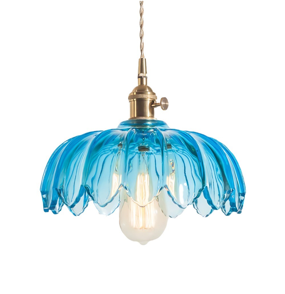 Antique Petal Brass Glass Pendant Light K68