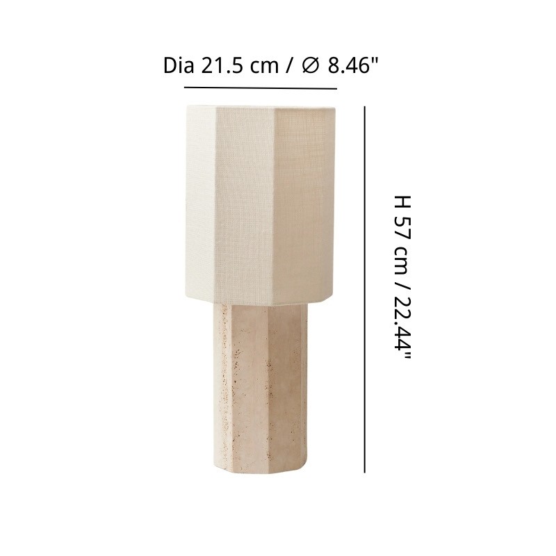 Octagonal Travertine Stone Table Lamp K880