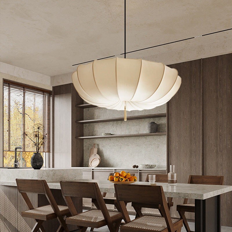 Traditional Round Fabric Shade Pendant Lamp - Elegant Fixture for Living Room K1281