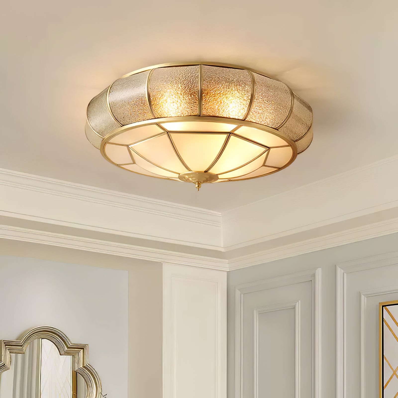 Round Textured Glass Ceiling Light K650