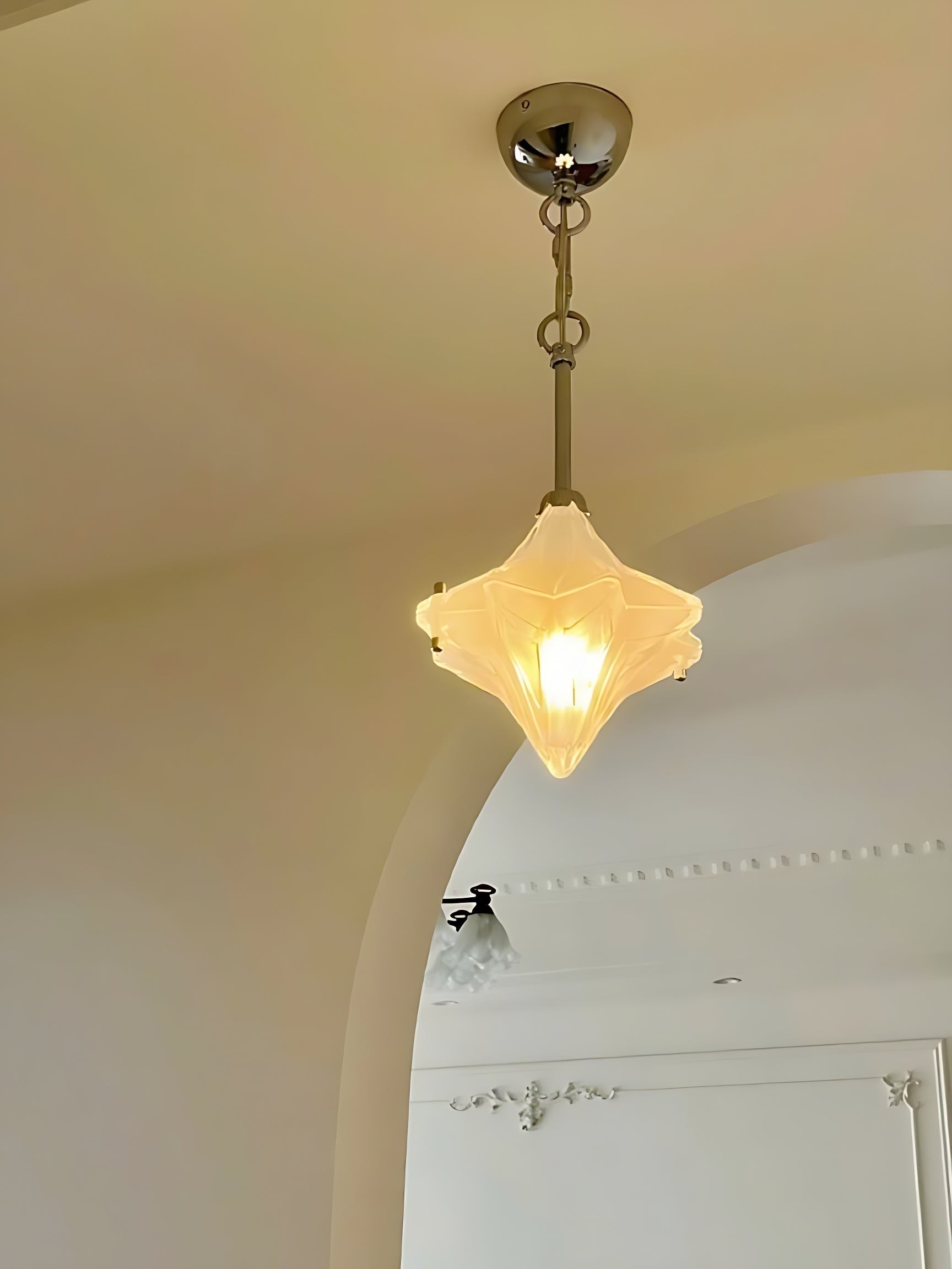 Art Deco Astris Elara Star Pendant Light - Frosted Glass Pendant with Geometric Style K1583