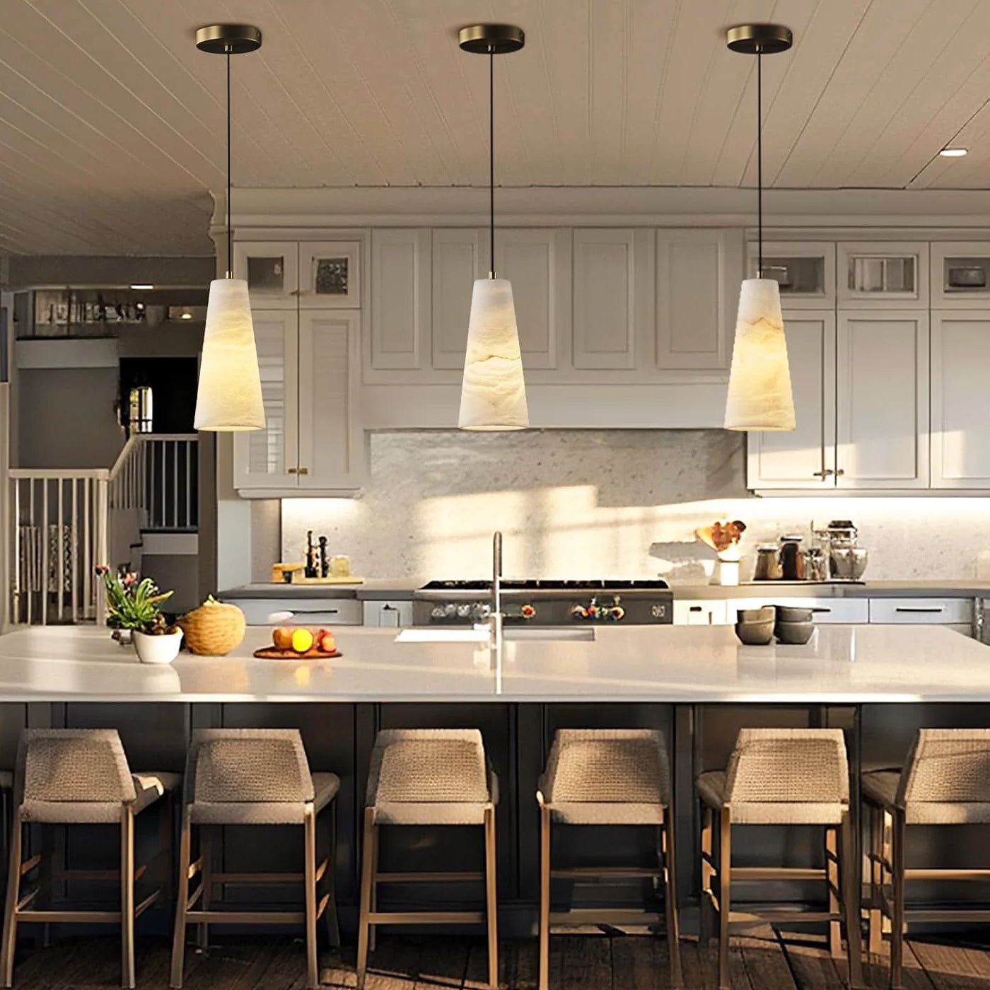 Aurora Pillar Alabaster Pendant Light D947