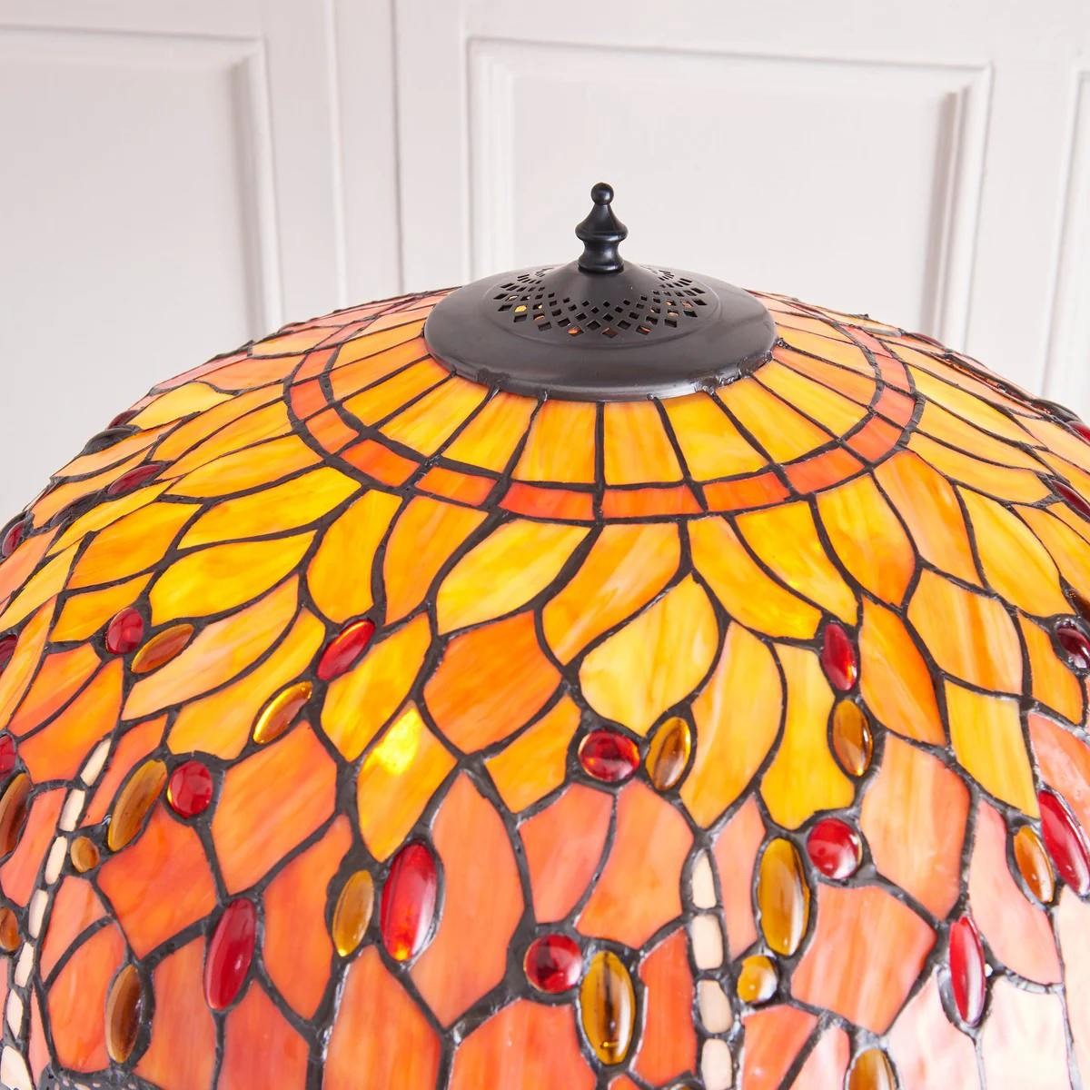 TF Dragonfly Motif Floor Lamp - Vintage Stained-Glass for Living Rooms K1903