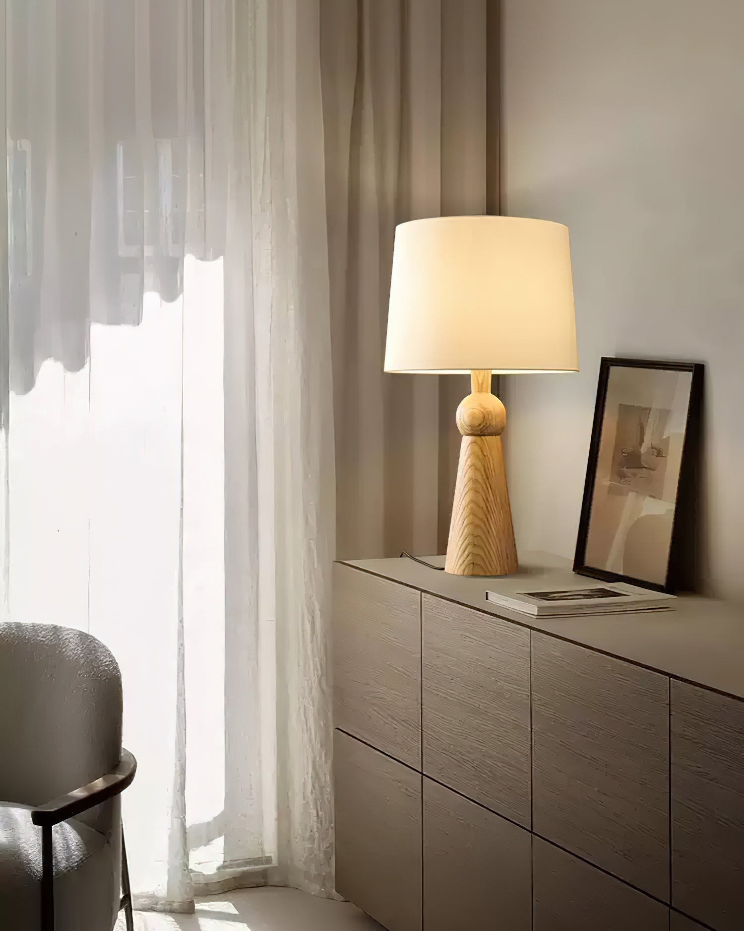Nordic Retro Solid Wood Fabric Table Lamp K256