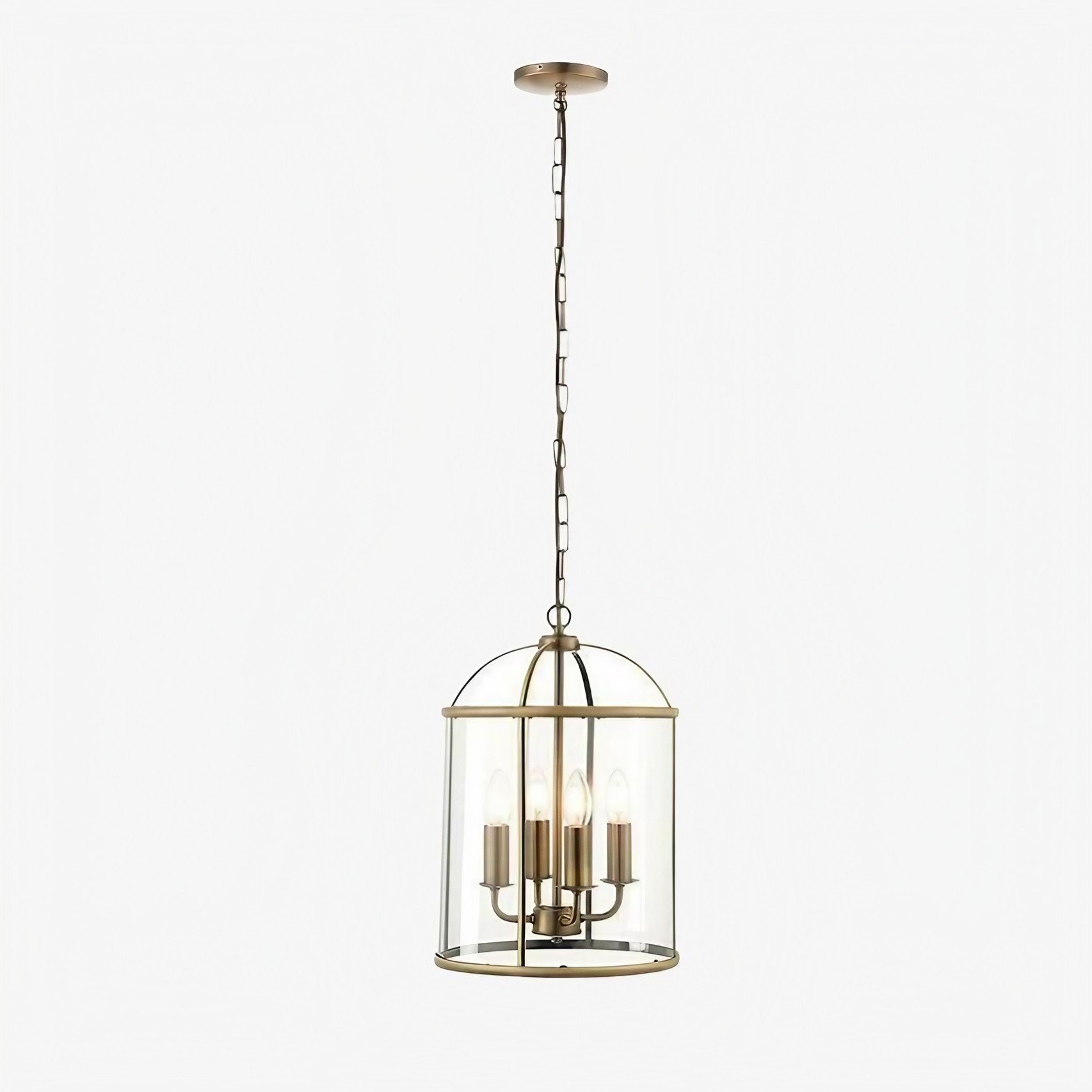 Luxvana Bell Shaped Glass Pendant Light - Industrial Metal Lantern Design Fixture for Kitchen K1833