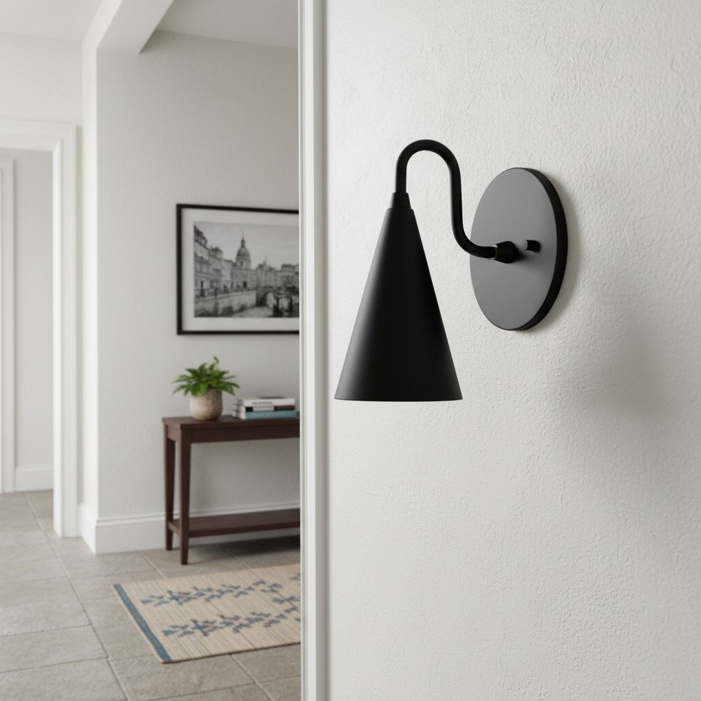 Curva Metal Cone Wall Lamp - Classic Vintage Accent Lighting for Hallway K1736