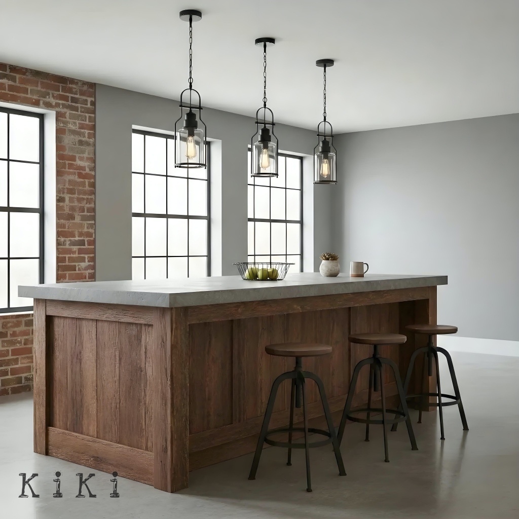 Lirra Retro Glass and Metal Hanging Lamp - Industrial Design for Dining K2234