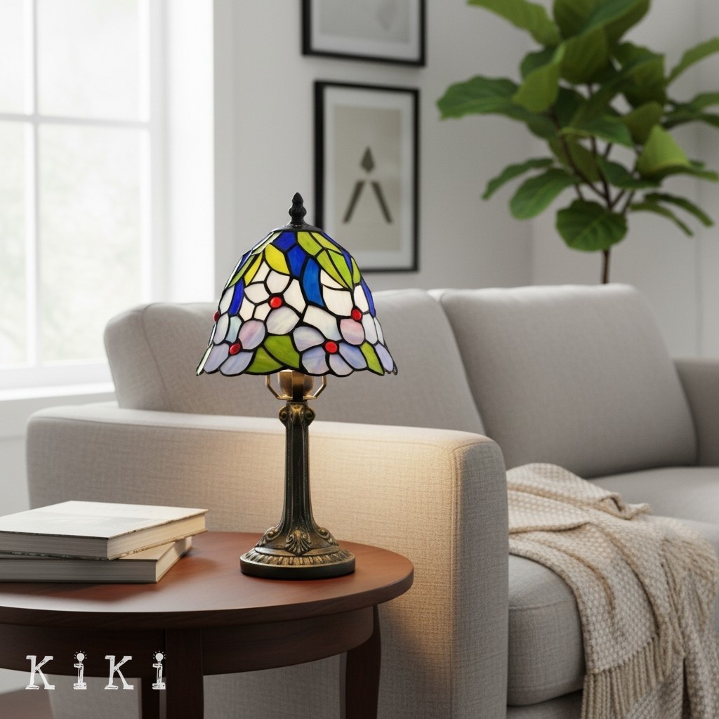 Virelle Colorful Glass Dome Table Lamp – Traditional Tiffany Style for Bedroom K2126