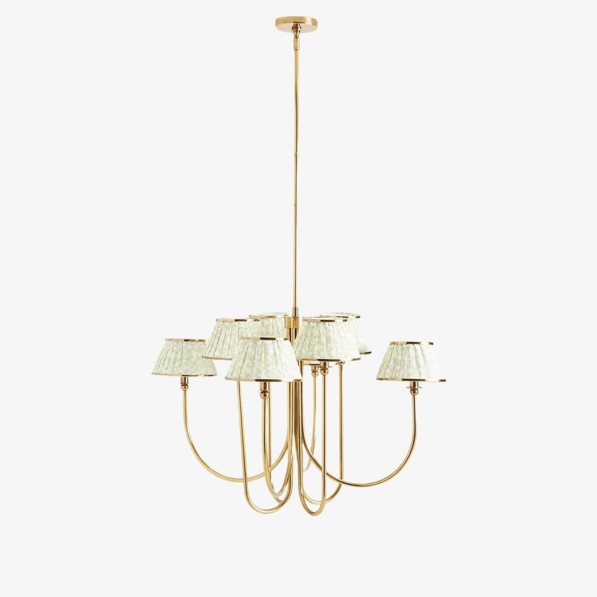 Ruchee Chandelier - Layered Fabric Shade Brass Ceiling Light for Dining or Living Spaces K1657