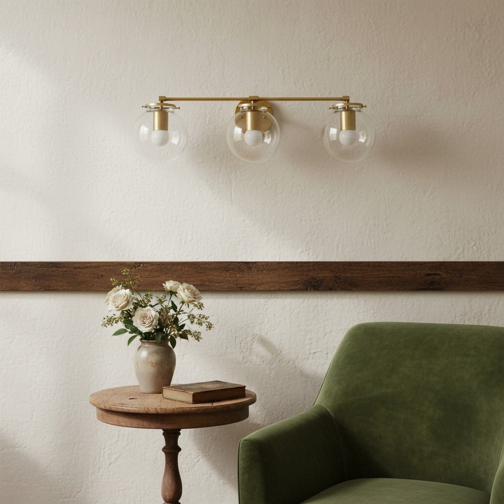Glorica Glass 3 Shade Globe Vanity Light - Soft Bathroom Light Fixture K1453