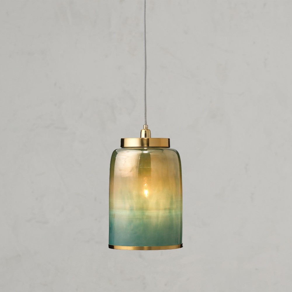 Helvo Green and Gold Pendant Light - Stylish Glass Lamp for Interiors K1204