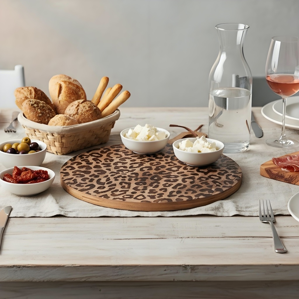 Lepwood Leopard Print Wooden Serving Board for Kitchen Styling and Entertaining K2346