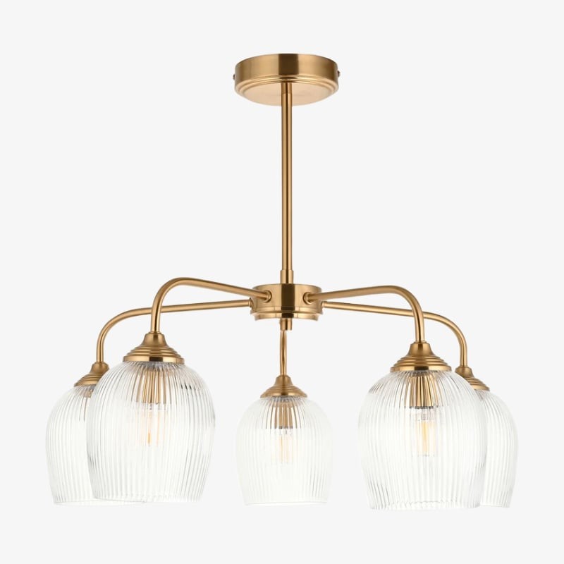 Brazara Multi-Light Glass Shade Pendant Lamp - Curved Metal Arms for Modern Homes K1852