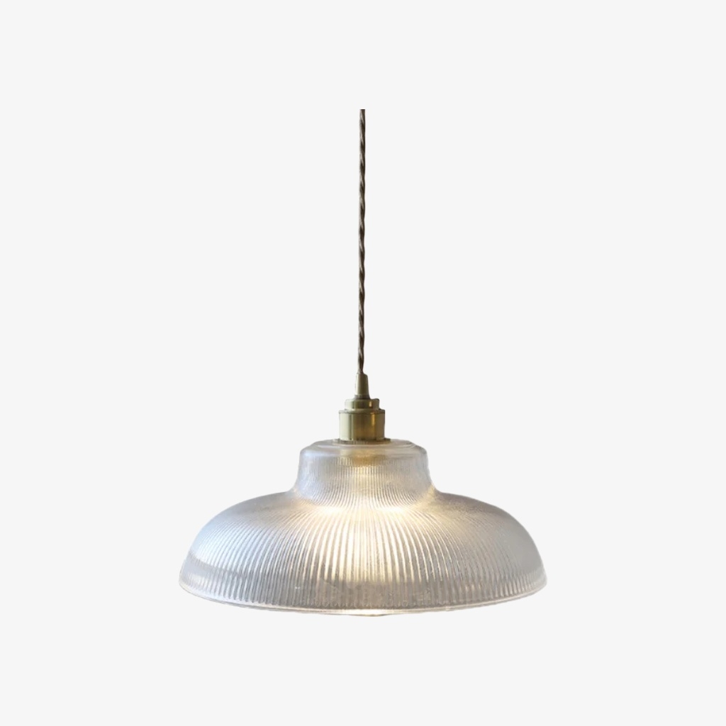 Ribilux Ribbed Pendant Light - Vintage Glass and Metal for Kitchen and Dining Room K2280