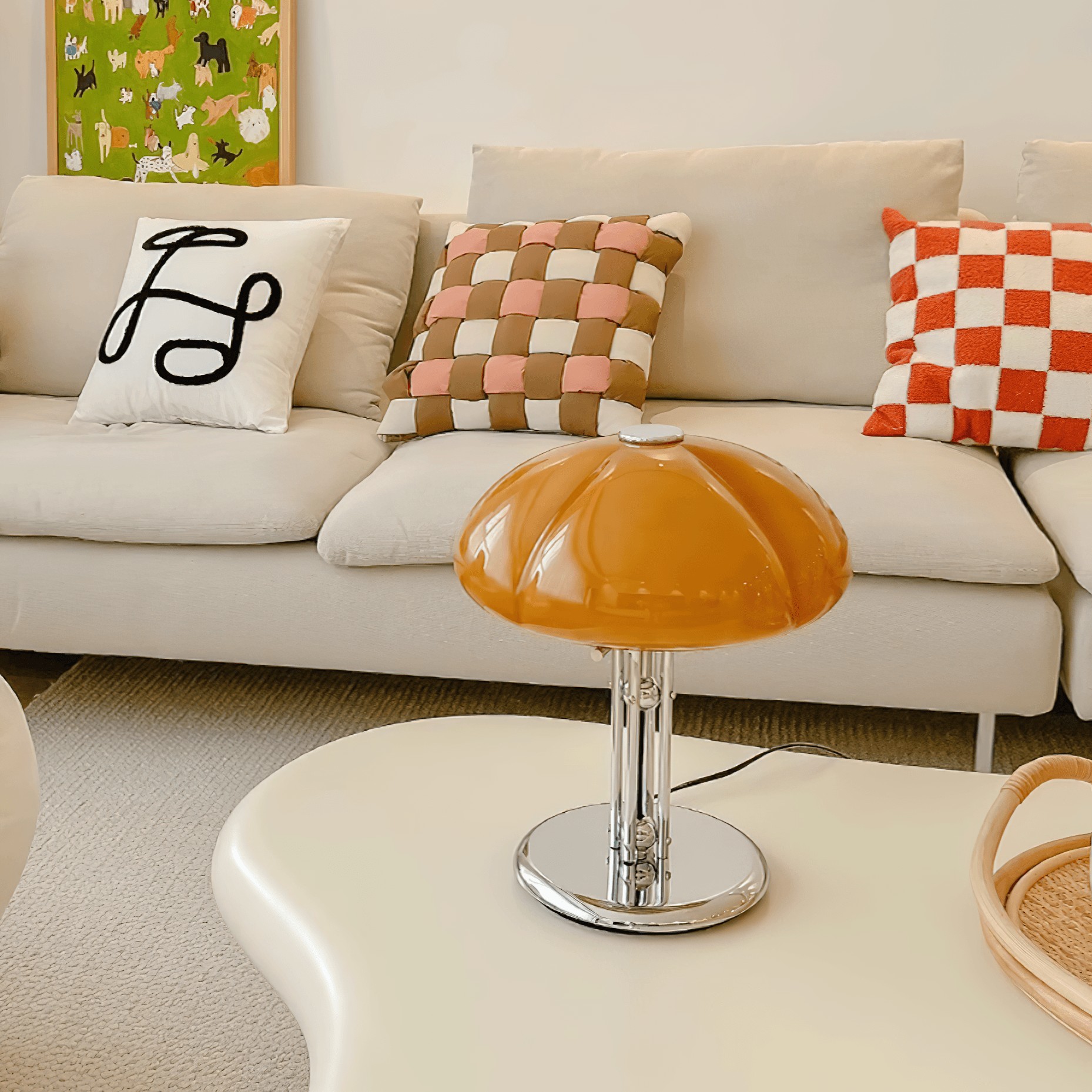 High-Grade Bedroom Bedside Mushroom Glass Table Lamp K302