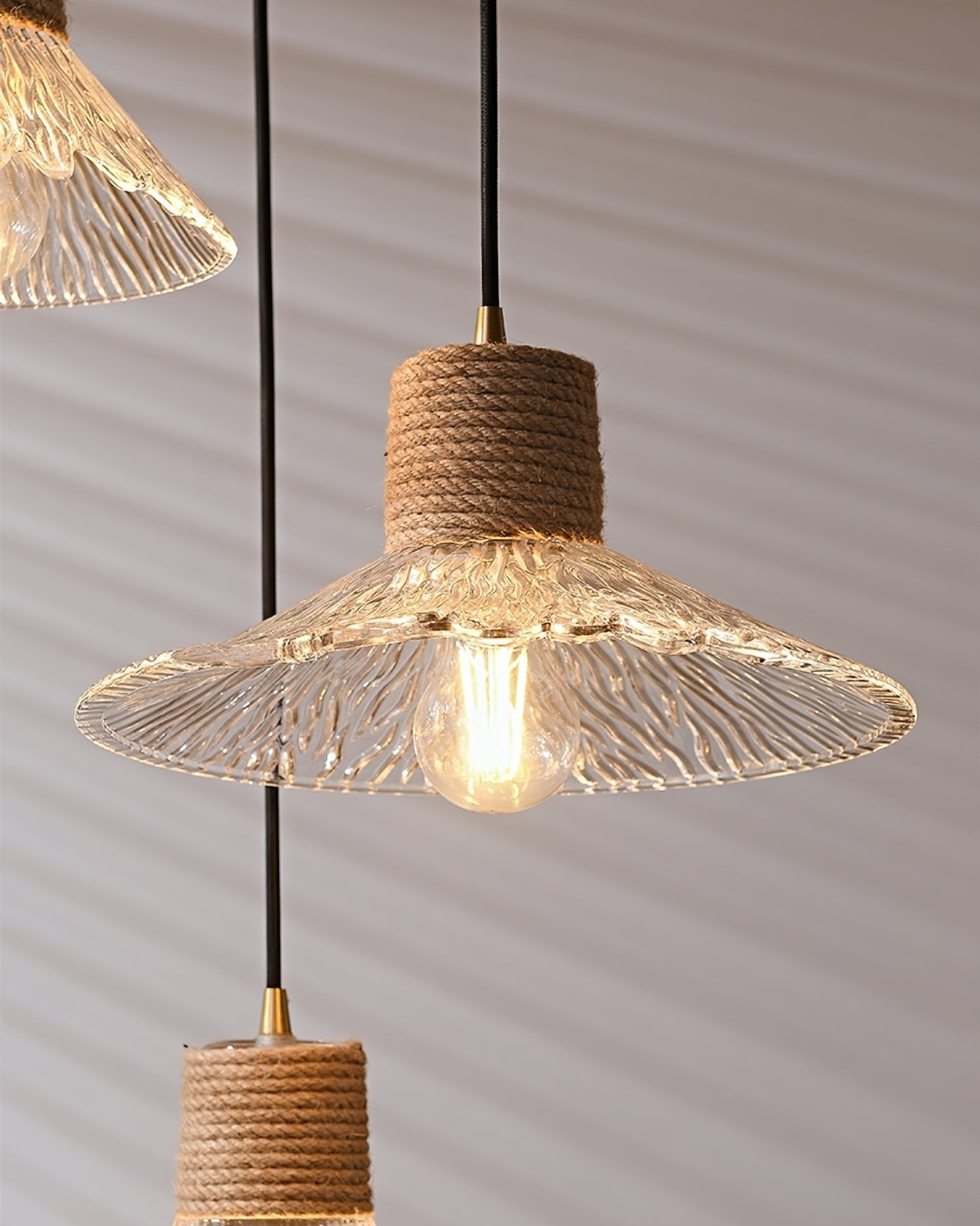 Hemp Rope Glass Pendant Lamp K1031