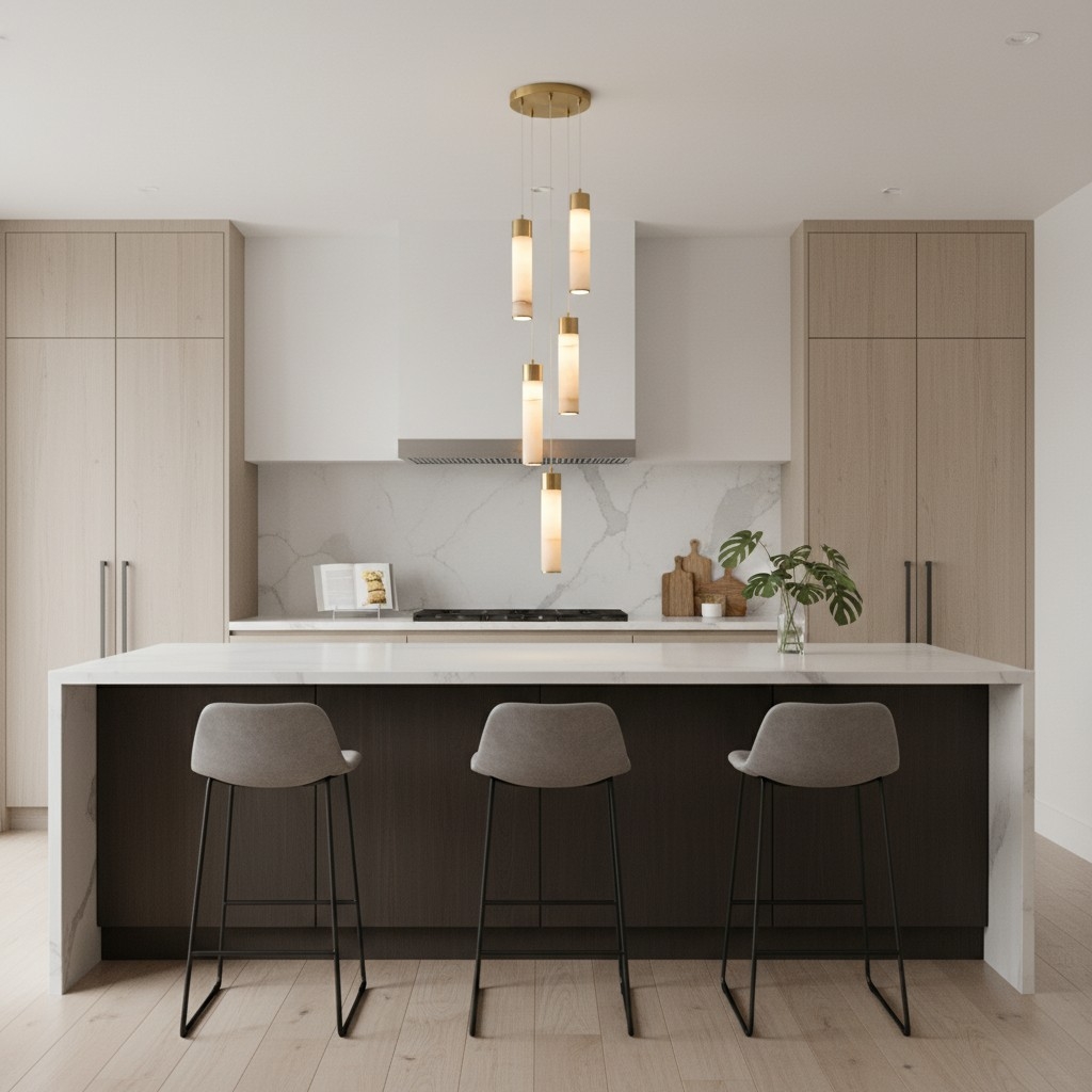 Solaryx Minimal Cylindrical Silhouette Pendant Light - Modern Style Lamp for Kitchen or Dining Room K2300