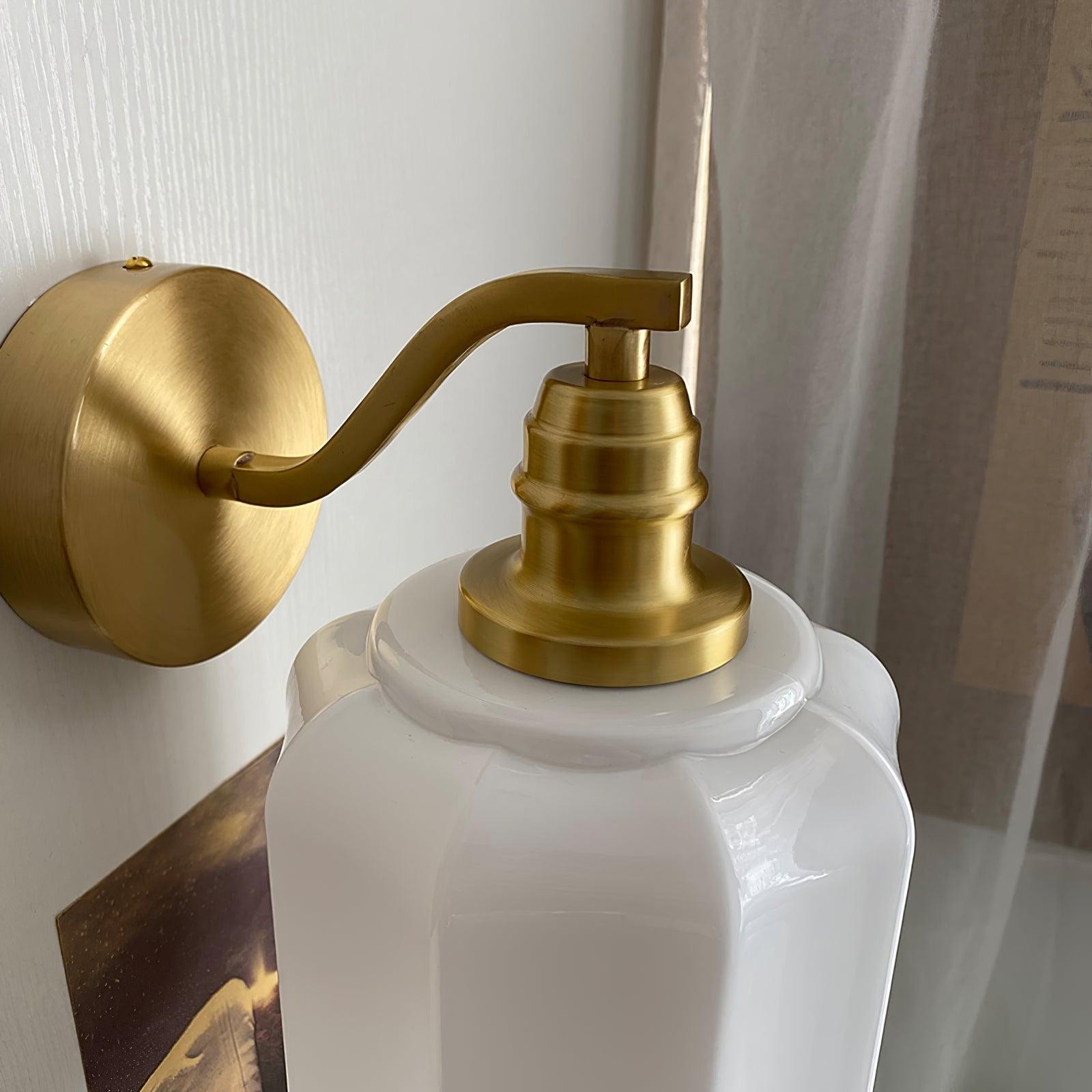 Retro Brass and Glass Wall Lamp K422
