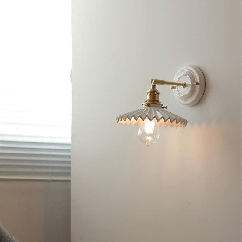 Vintage Japanese Ceramic Brass 1-Light Wall Sconce Lamp K1284