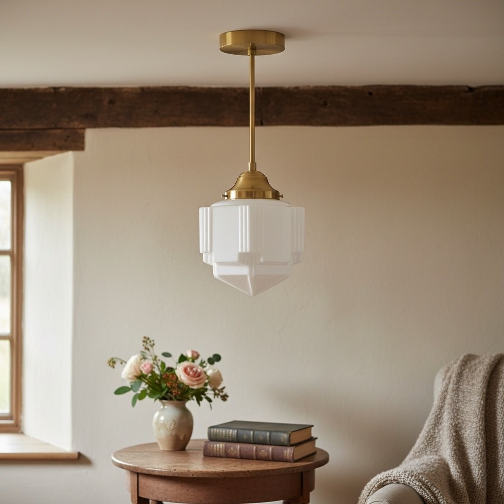 Geotower Glass Modern Pendant Light - Skyscraper Design - Brass or Black or Nickel Finish K1544