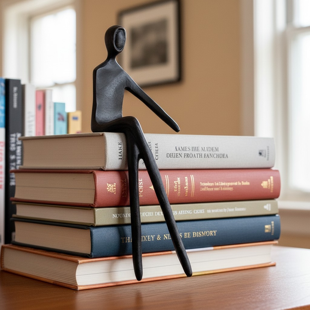 Floxo Artistic Desk and Shelf Figurine - Thinker and Lazy Dog Design for Bookshelves and Tables K2361