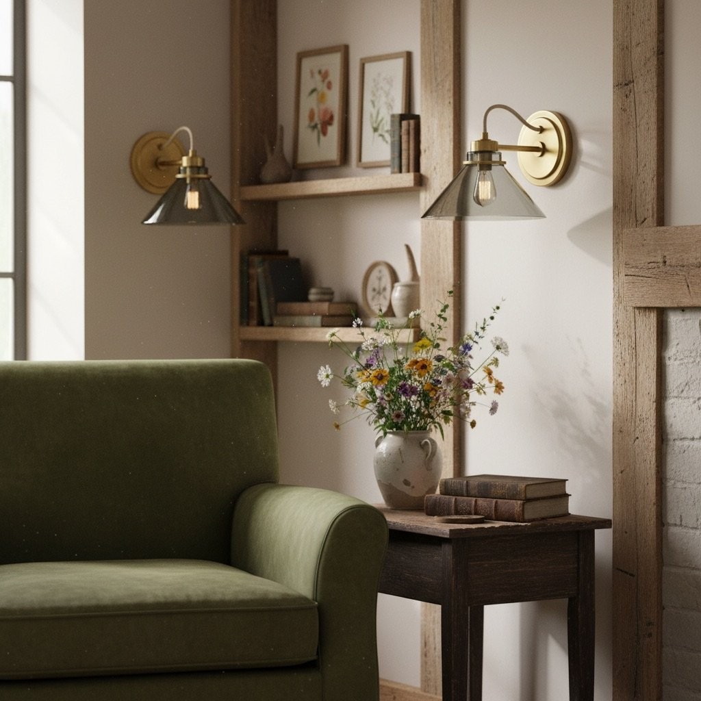 Aurenza Farmhouse Wall Sconce – Metal Or Glass Lighting for Entrance or Bedroom K1140