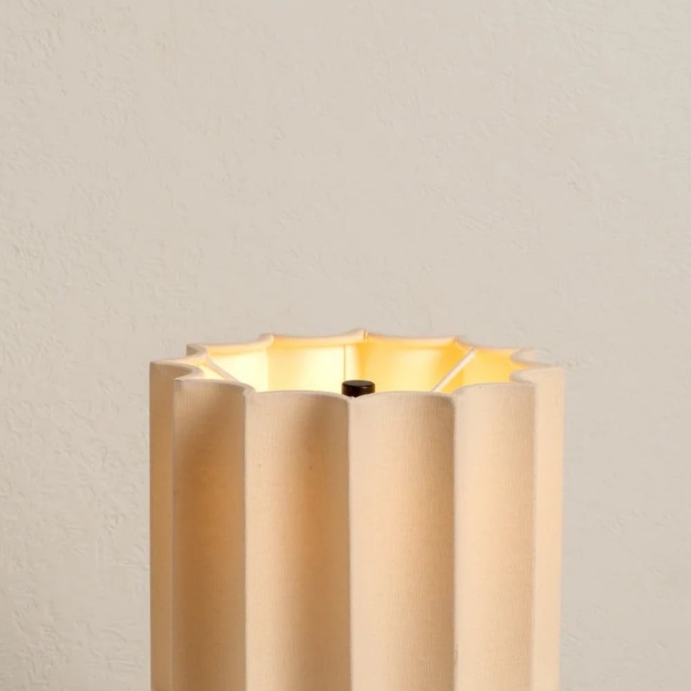 Cavilon Soft Ambient Table Lamp - Stylish Fan Shaped Shade with Marble Base K2053