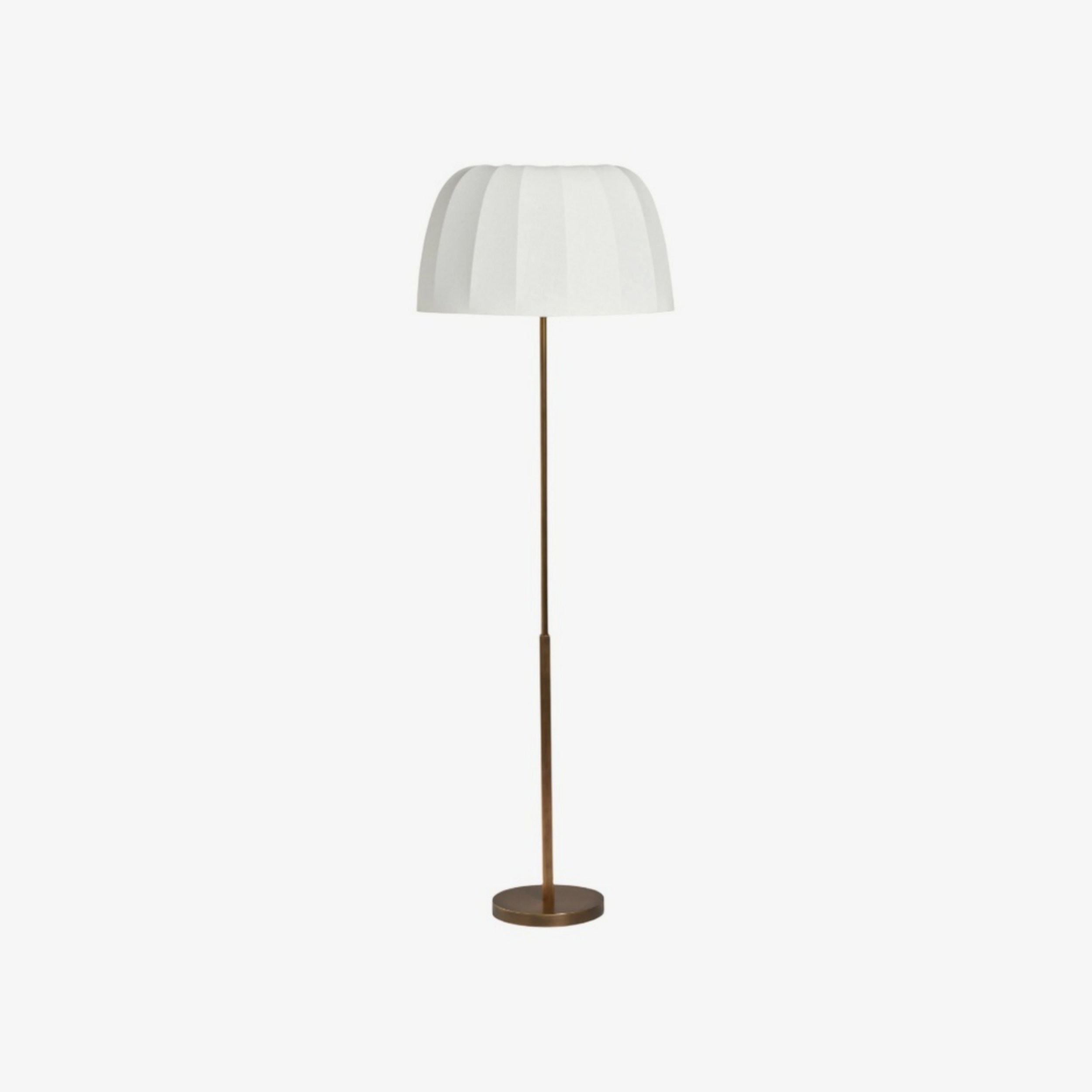 Vellaro Brass Floor Lamp with Fabric Shade - Modern Standing Light for Living Room or Bedroom K1642