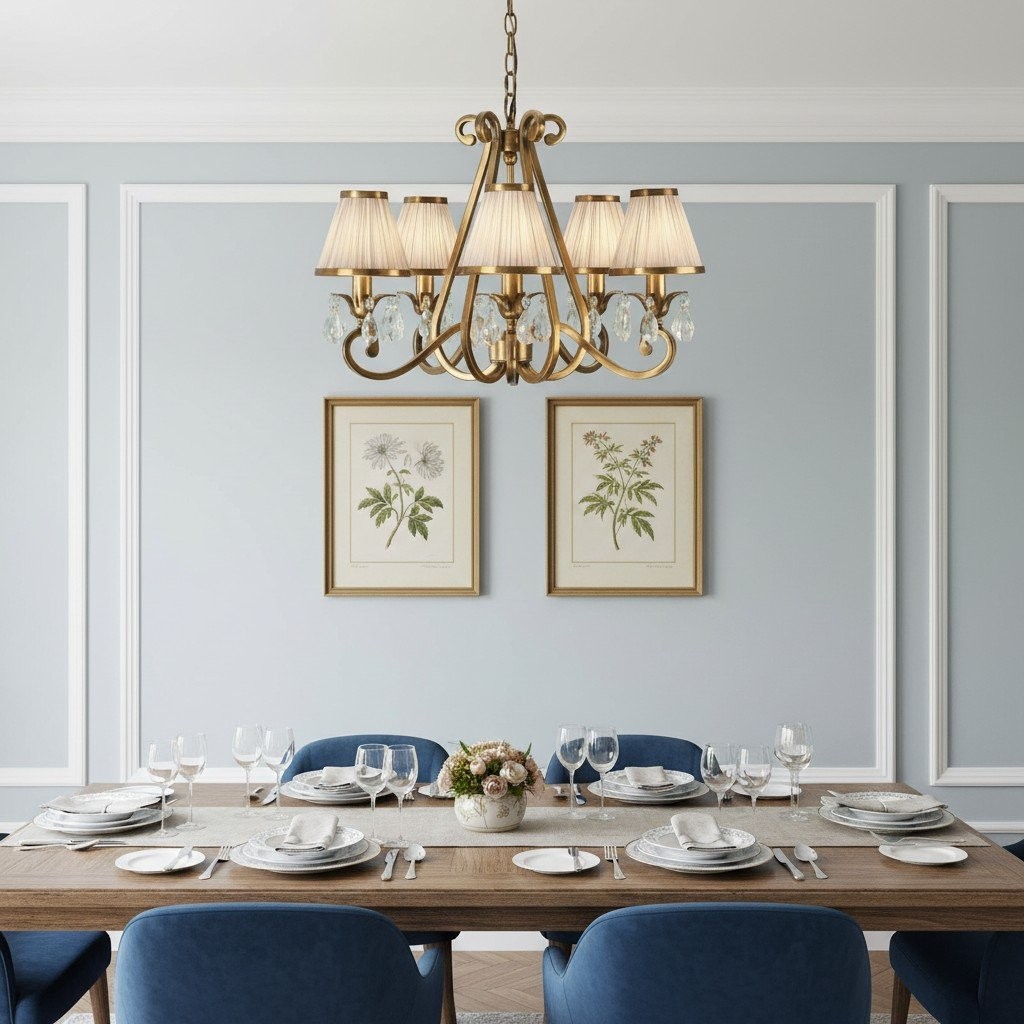 Talonis Multi-light Fabric Chandelier - Elegant Metal Curved Arms for Dining and Living K1900