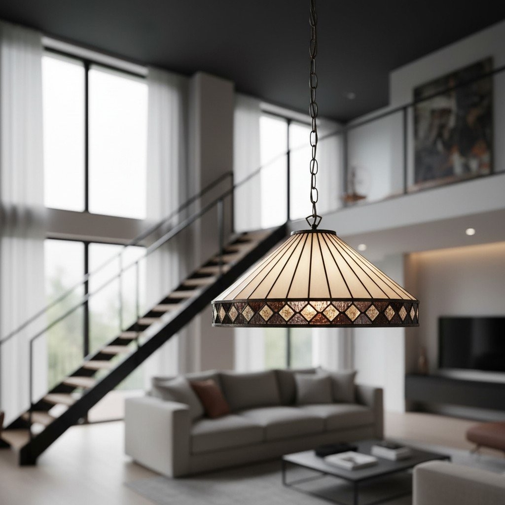 TF Fargo Pendant Light - Tiffany Style Lighting with an Art Deco Shade and Adjustable Chain K1938