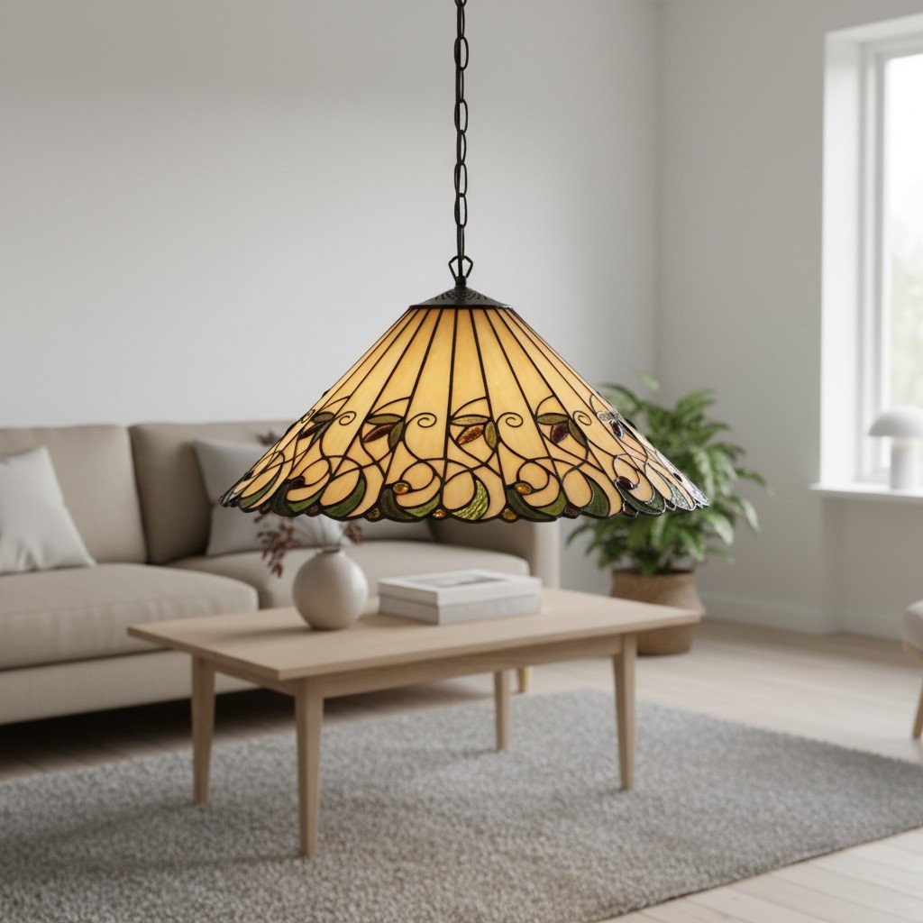 TF Jamelia Vintage Floral Stained Glass Dome Ceiling Light for Dining Rooms K2026