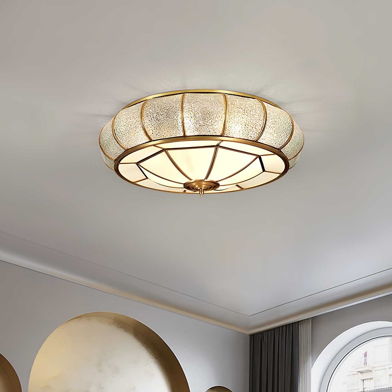 Round Textured Glass Ceiling Light K650