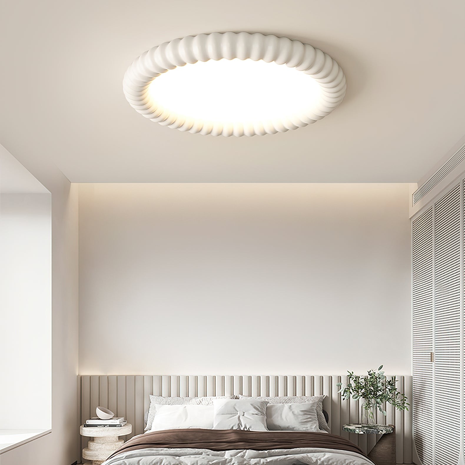 Cream Style Ripple Ring Ceiling Lamp K633