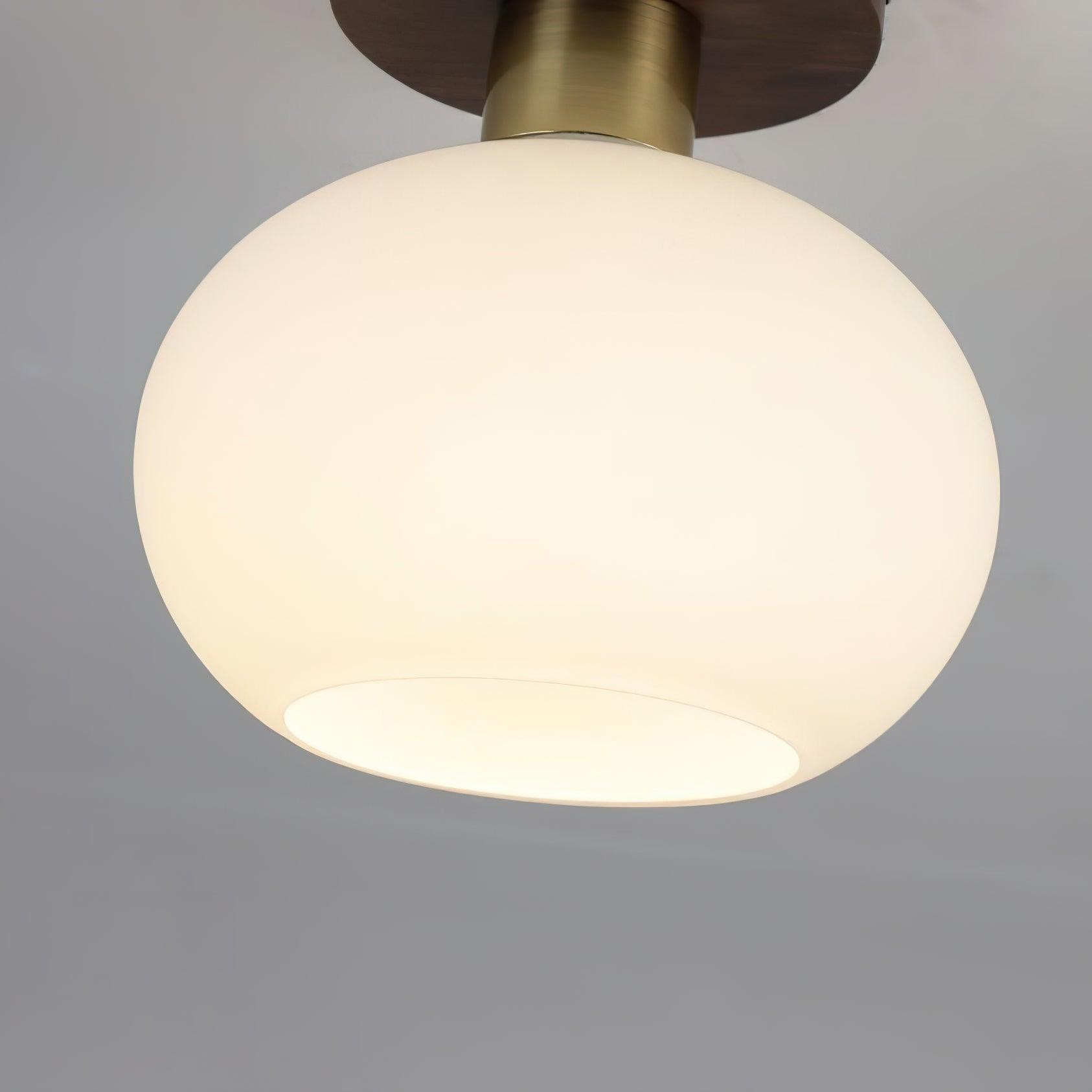 Vintage Wabi-Sabi Walnut Copper Glass Ceiling Lamp For Living Room K773