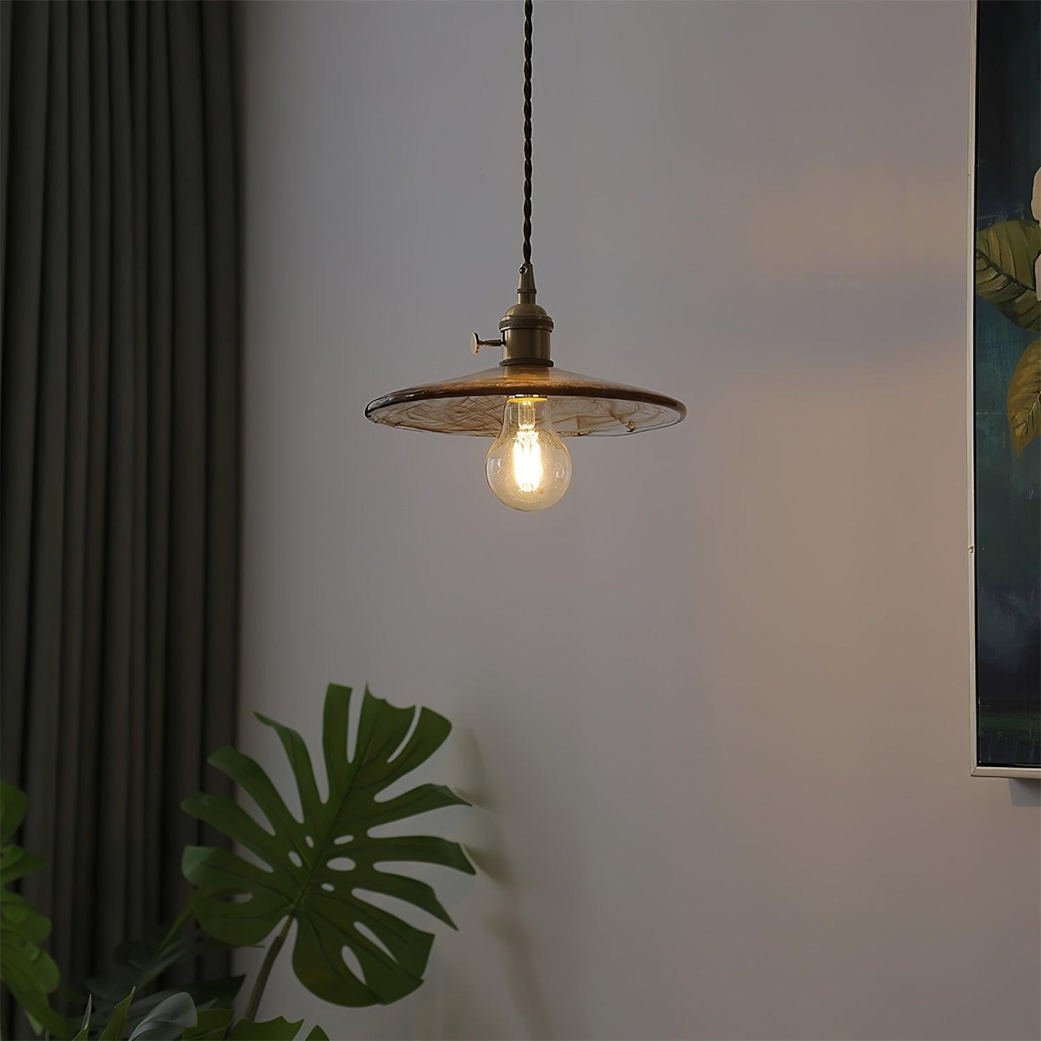 Brass Vintage Clear Glass Pendant Light K586