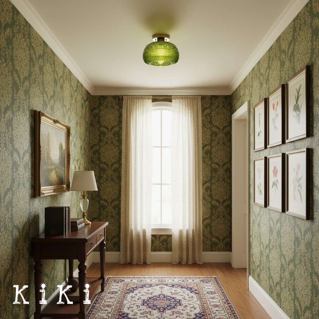 Lurex Floral Pattern Glass Ceiling Lamp - Classic Design Light for Dining Room K838