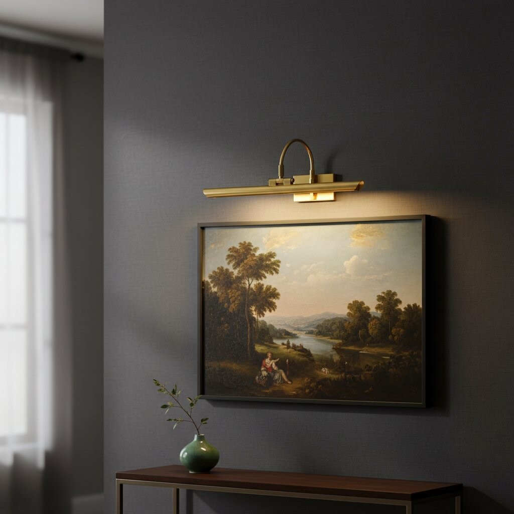 Aurix Picture Light - Slim Shade Artwork Illumination Metal Finish Wall Fixture for Gallery K2185