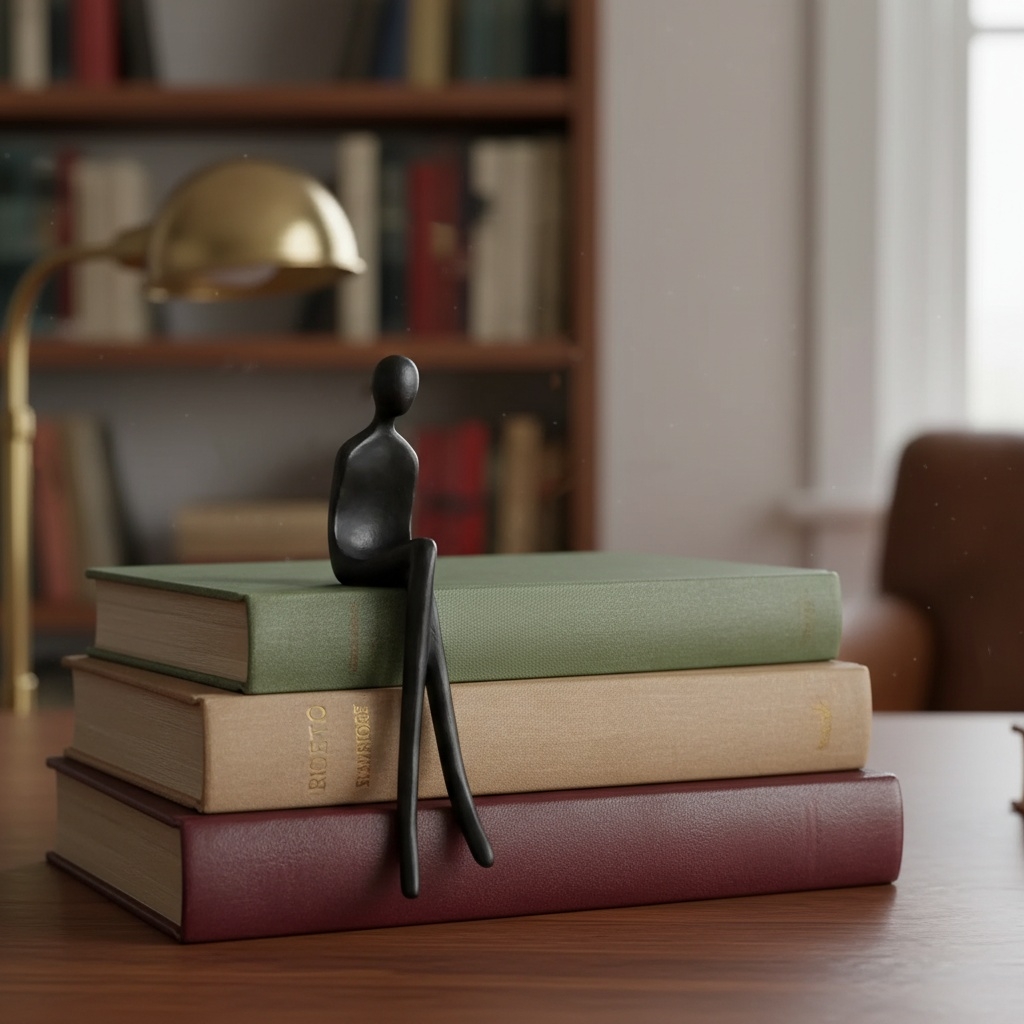 Floxo Artistic Desk and Shelf Figurine - Thinker and Lazy Dog Design for Bookshelves and Tables K2361