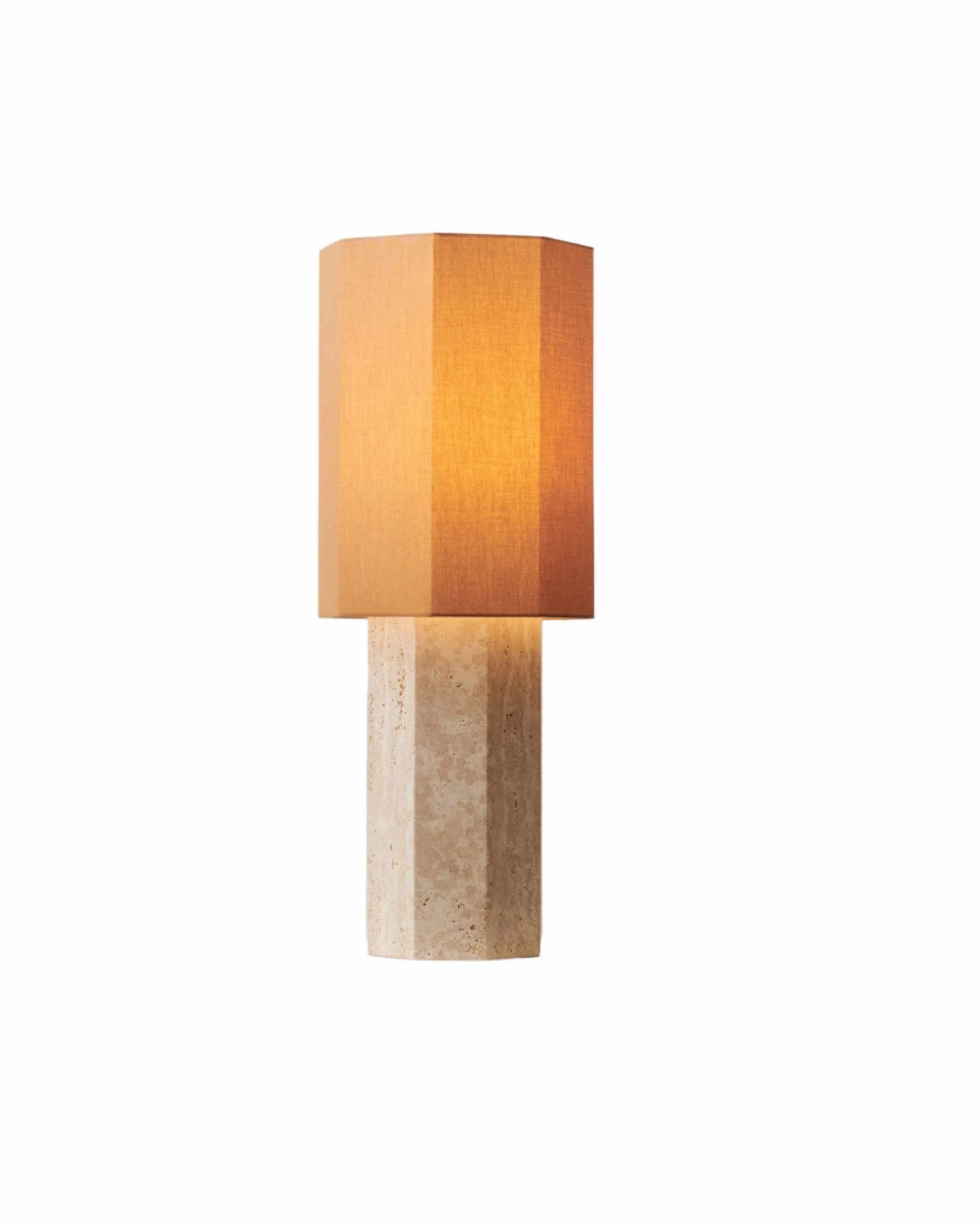 Octagonal Travertine Stone Table Lamp K880